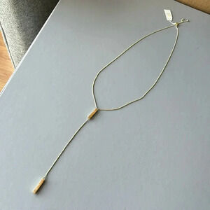 NWT KENDRA SCOTT Lilly Y necklace in gold and sand drusy